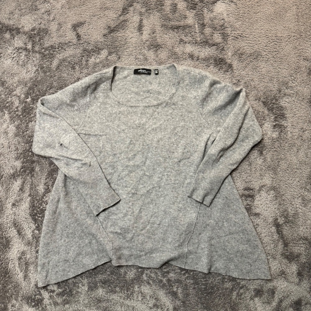 Saks Fifth Avenue Cashmere Sweater Womens XL Gray Scoop Neck Flared Knit Top